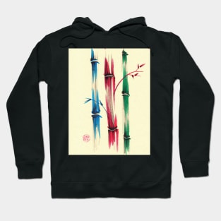 "Rainbow Bamboo Forest"  Watercolor Bamboo Painting Hoodie